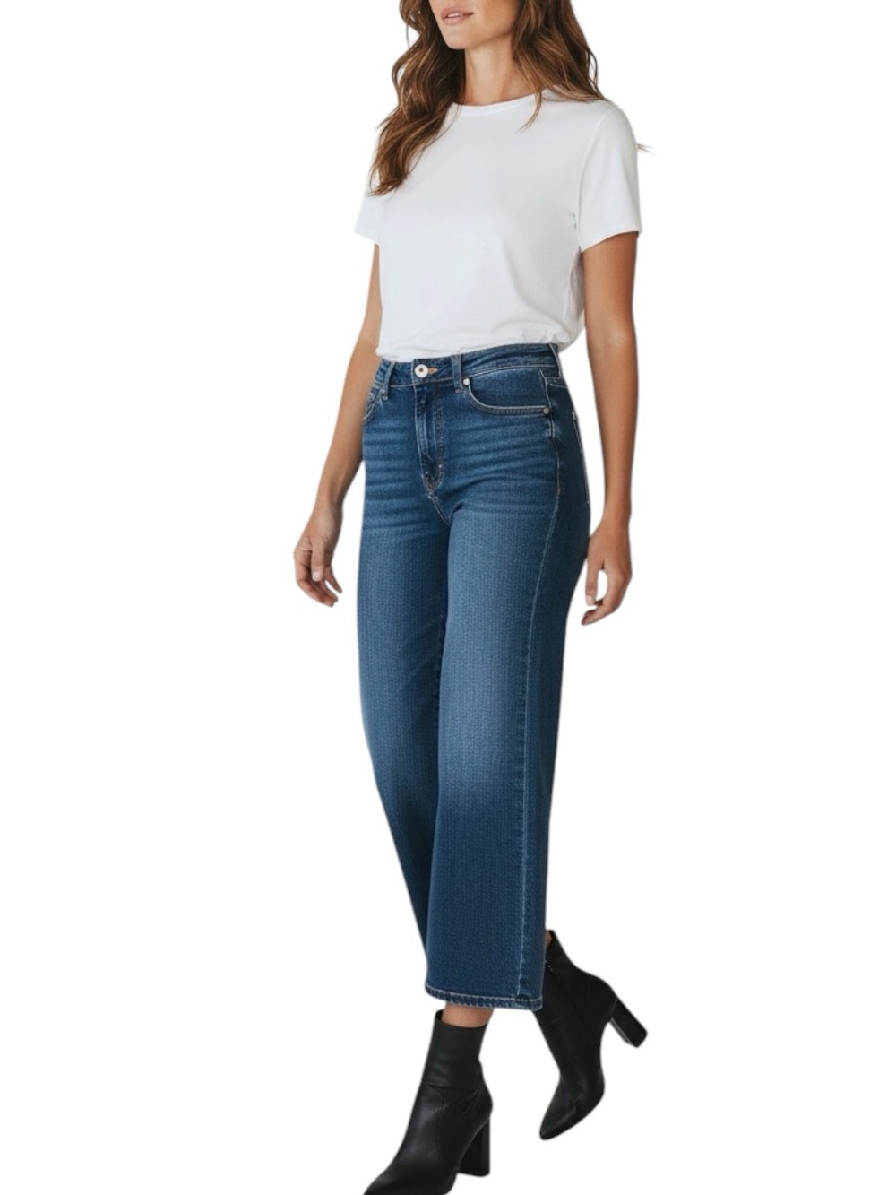 JUDY BLUE High-Rise Wide Crop Jeans in Dark Blue Size 13/31 — CUTE w/ BOOTS!!!
